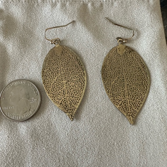 Gold Leaf Dangle Earrings - Picture 2 of 2